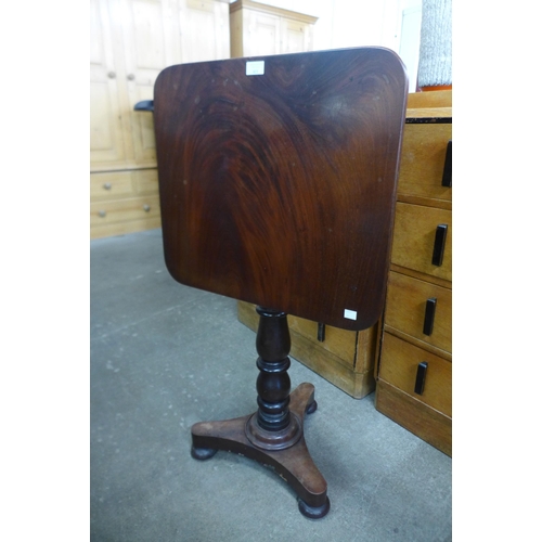 113 - A Victorian mahogany square tilt-top tripod table