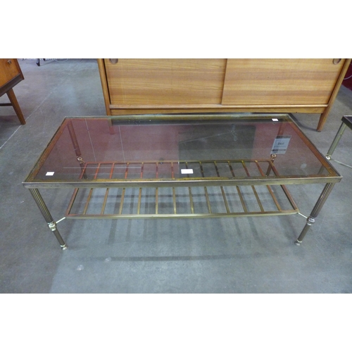 119 - An Italian brass and glass topped rectangular coffee table