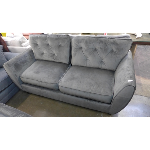 1387 - An ash velvet Hoxton three seater sofa