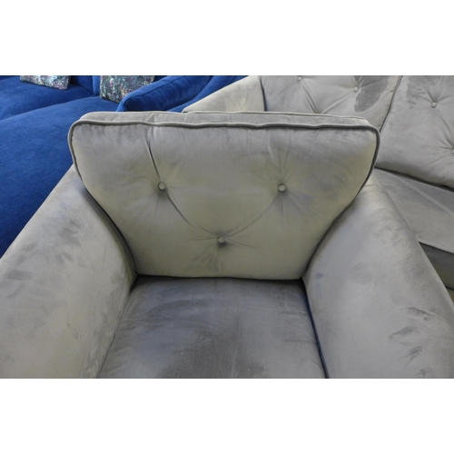 1388 - A Hoxton ash velvet two seater sofa and armchair