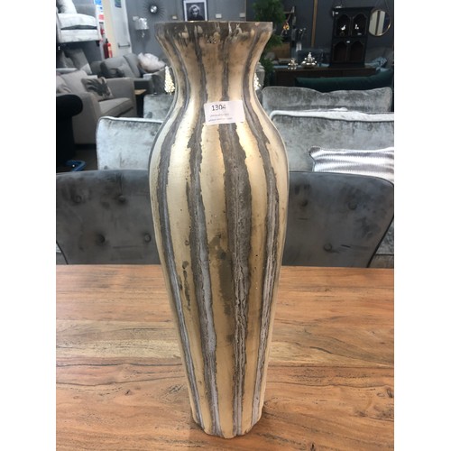 1434 - A hand crafted burnished and grey striped vase, H55cms (2239118)   #