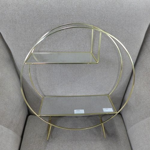 1435 - A gold display unit with bevelled mirror shelves (WF245310)   #