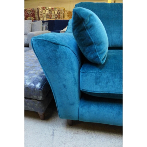 1438 - A turquoise velvet love seat