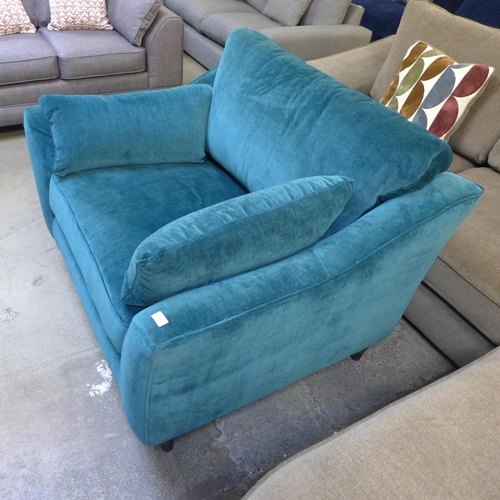 1438 - A turquoise velvet love seat