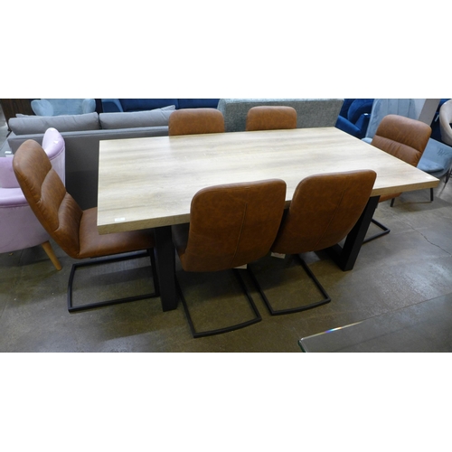 1443 - A Burton 1.8 dining table and six Mezan tan chairs