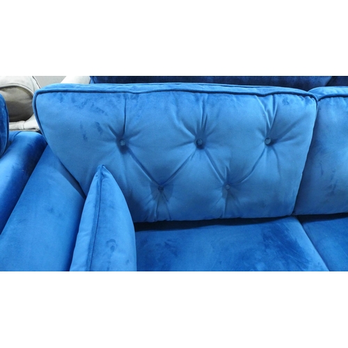 1451 - A pair of Hoxton blue velvet three seater sofas