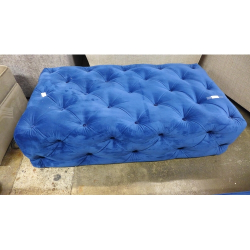 1454 - A blue velvet Hoxton rectangular footstool