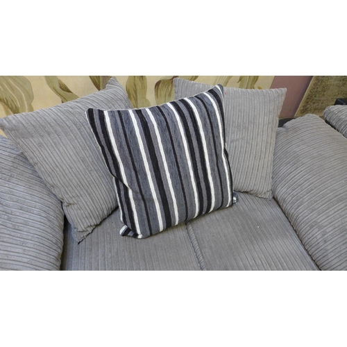 1549 - A grey and black jumbo cord pair of two seater sofas