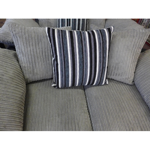 1550 - A mink and black jumbo cord pair of two seater sofas