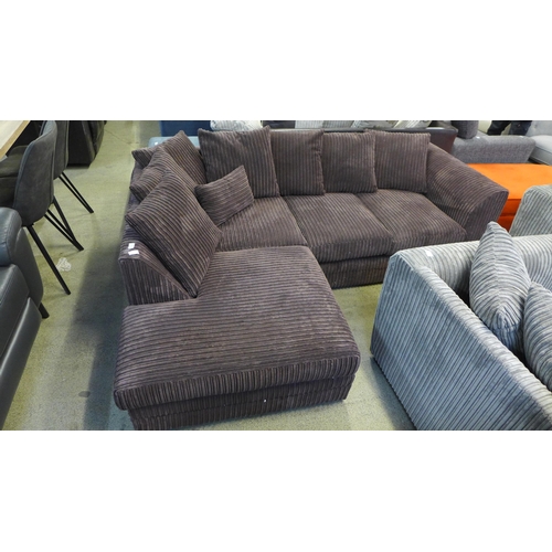 1585 - A chocolate jumbo cord corner sofa