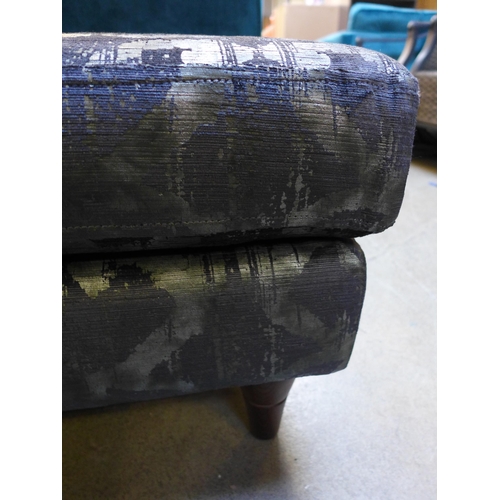 1301A - A grey and turquoise velvet footstool