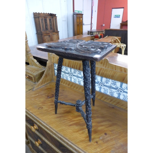 111 - A Victorian naturalistic blackthorn leg stool, with associated carved oak top