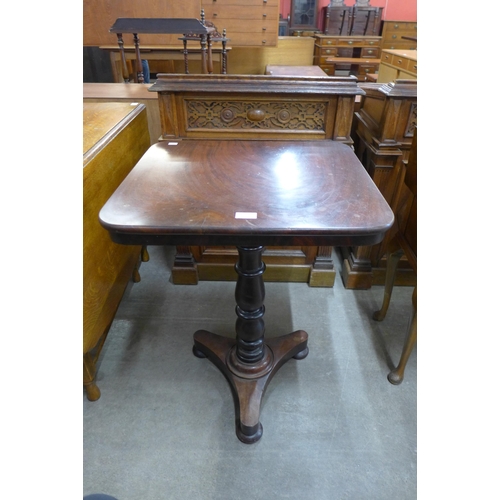 113 - A Victorian mahogany square tilt-top tripod table