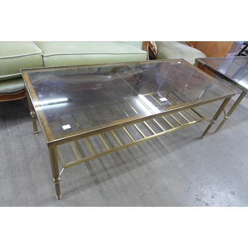 119 - An Italian brass and glass topped rectangular coffee table