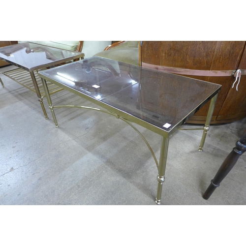 120 - An Italian brass and glass topped rectangular coffee table