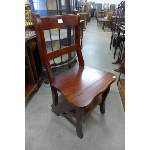 134 - A set of mahogany metamorphic library steps/chair