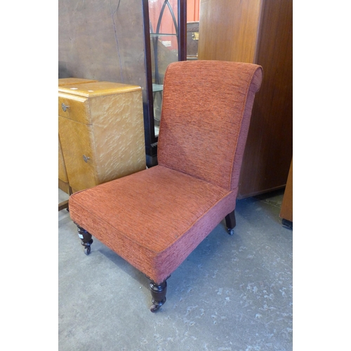 145 - A Victorian mahogany and upholstered lady's chair