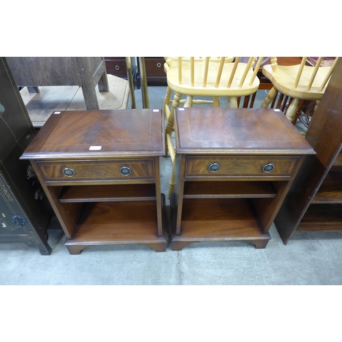 155 - A pair of small inlaid mahogany night stands