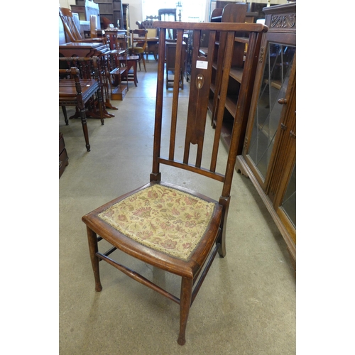 158 - An Arts and Crafts inlaid mahogany lady's chair