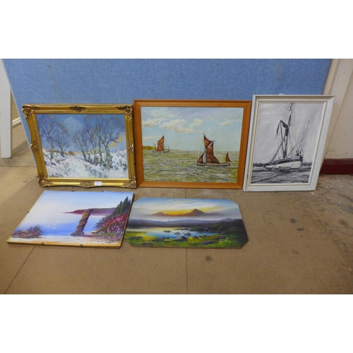 291 - Five assorted oil paintings