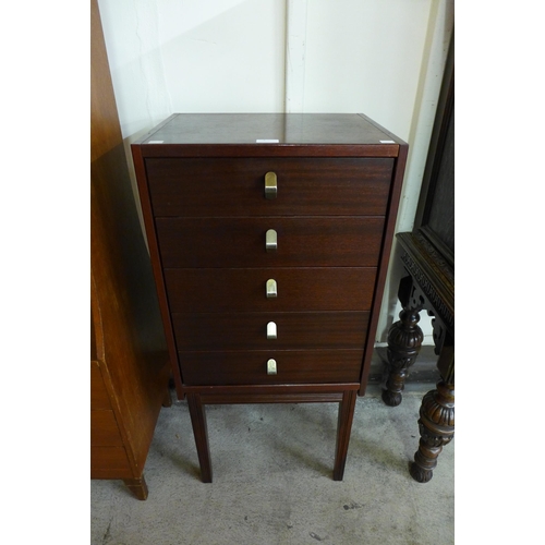 5 - A Swedish Ulferts simulated rosewood chest of drawers