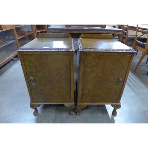 55 - A pair of burr walnut pot cupboards