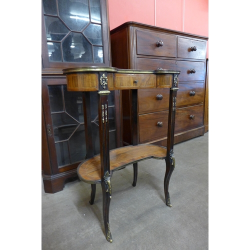 72 - A French inlaid rosewood, walnut and gilt metal mounted single drawer gueridon table