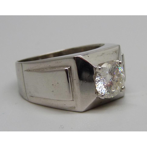 1022 - A brilliant cut CVD diamond set silver ring, 0.5ct weight, clarity VSI, colour H, size Z