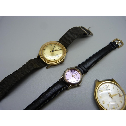 1053 - A Waldman wristwatch head, Timex and Romano wristwatches