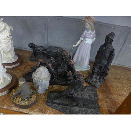 1057 - A collection of wooden, china and resin figures **PLEASE NOTE THIS LOT IS NOT ELIGIBLE FOR POSTING A... 