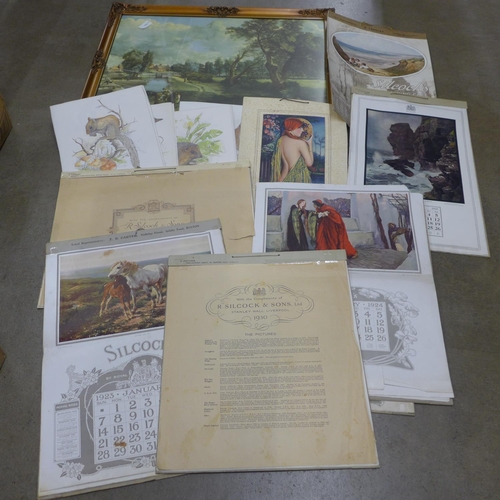 1071 - A 1914 and 1920s and 1930s calendars and a 1950s print **PLEASE NOTE THIS LOT IS NOT ELIGIBLE FOR PO... 