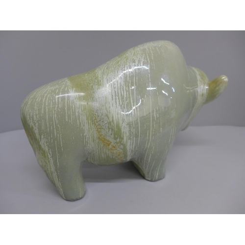 617 - A vintage ceramic German bull/bison designed by Kurt Schörner for Otto Keramix, 22cm high, 32cm long