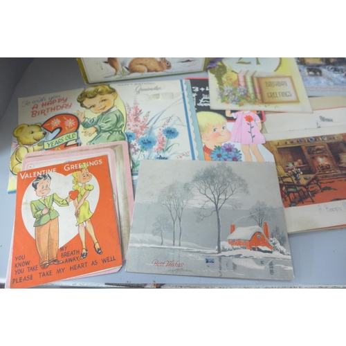 640 - Greetings cards; box of vintage greetings cards