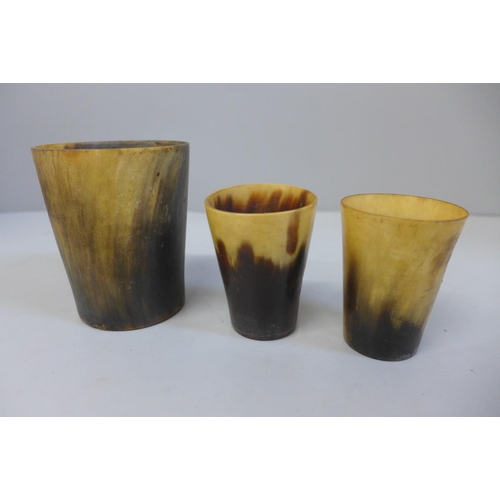 648 - Three 19th Century horn beakers