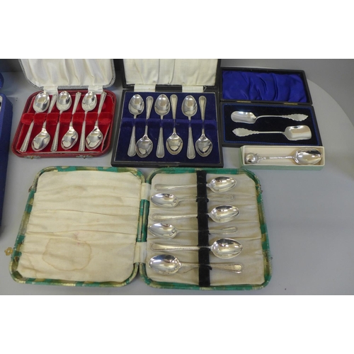 681 - Seven EPNS boxed flatware sets