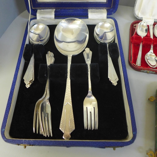 681 - Seven EPNS boxed flatware sets