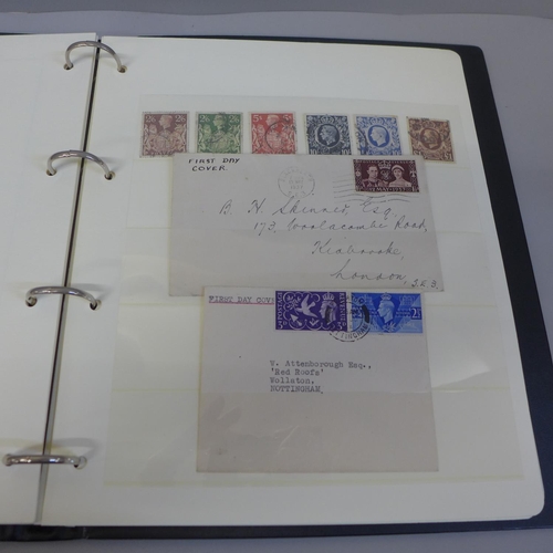 684 - Stamps; an album of Great Britain King George VI stamps, first day covers and postal history