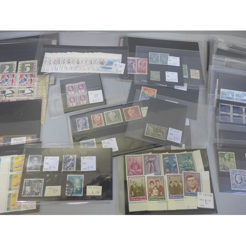 686 - Stamps; better individual stamps and sets on stock cards in a small box, total catalogue value of ov... 