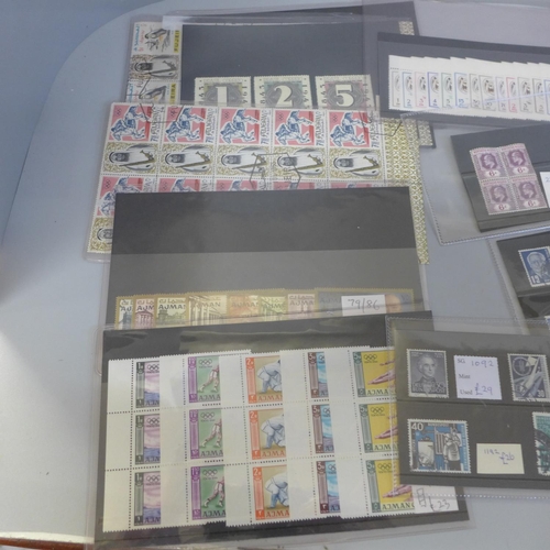 686 - Stamps; better individual stamps and sets on stock cards in a small box, total catalogue value of ov... 