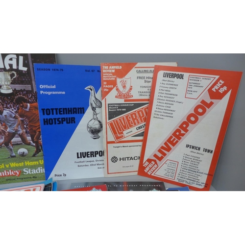 689 - Football memorabilia; Liverpool home and away programmes 1970 onwards including 1978 Football League... 