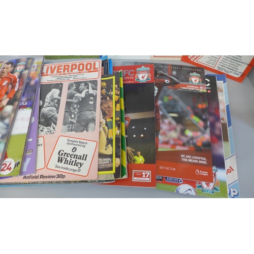 689 - Football memorabilia; Liverpool home and away programmes 1970 onwards including 1978 Football League... 