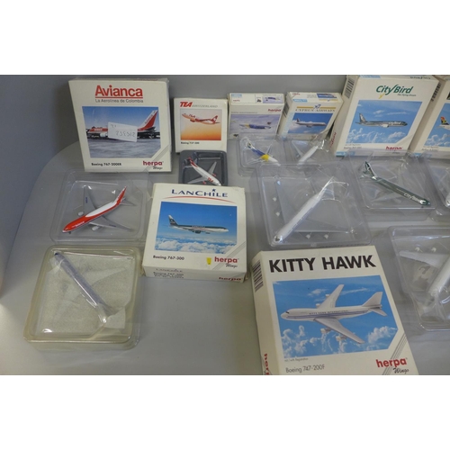 696 - A collection of Herpa Wings model aeroplanes