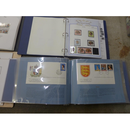 708 - Stamps; a box of Royalty stamps, covers, booklets, etc., in five albums