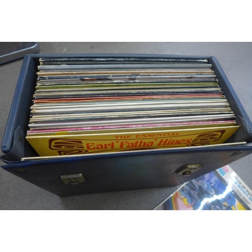 709 - A record case with over forty LP records, 1960s to 1980s