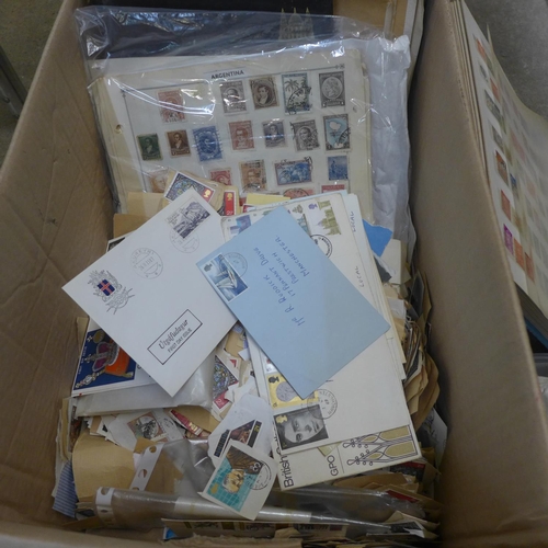 727 - Stamps; a box of stamps, covers, etc., loose and in albums