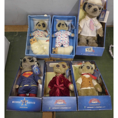 760 - Seven Meerkat soft toys, boxed