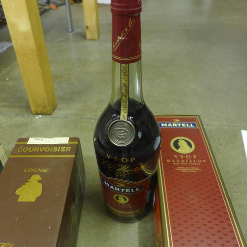 781A - Four bottles of brandy including Delemaine cognac, Courvoisier and Martel