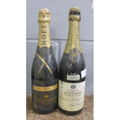 784 - Two bottles of champagne, Bollinger and Moet & Chandon