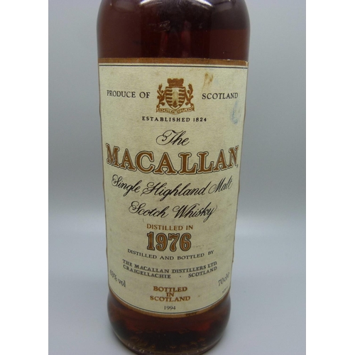 797 - One bottle; The Macallan 1976 18 year old Single Highland Malt Scotch Whisky, 43% ABV, 70cl bottle, ... 