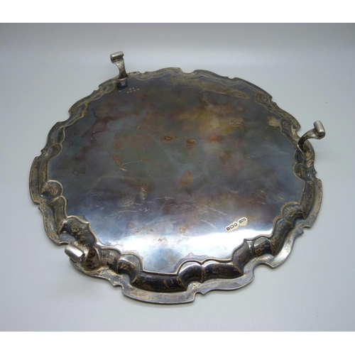 799 - A silver salver with presentation inscription dated 1952, Sheffield 1951, 546g